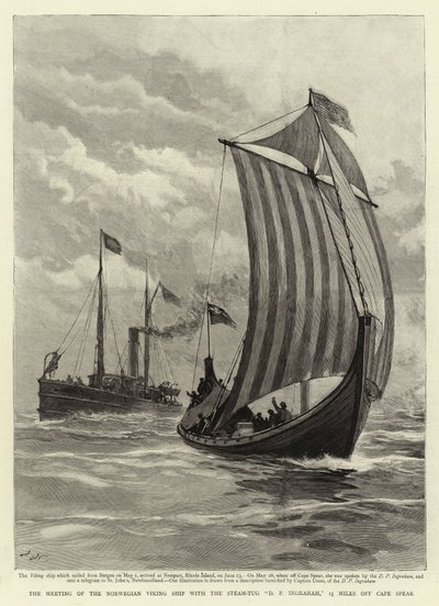 The Meeting of the Norwegian Viking Ship with the Steam-Tug D P Ingraham, 15 Miles off Cape Spear by Joseph Nash